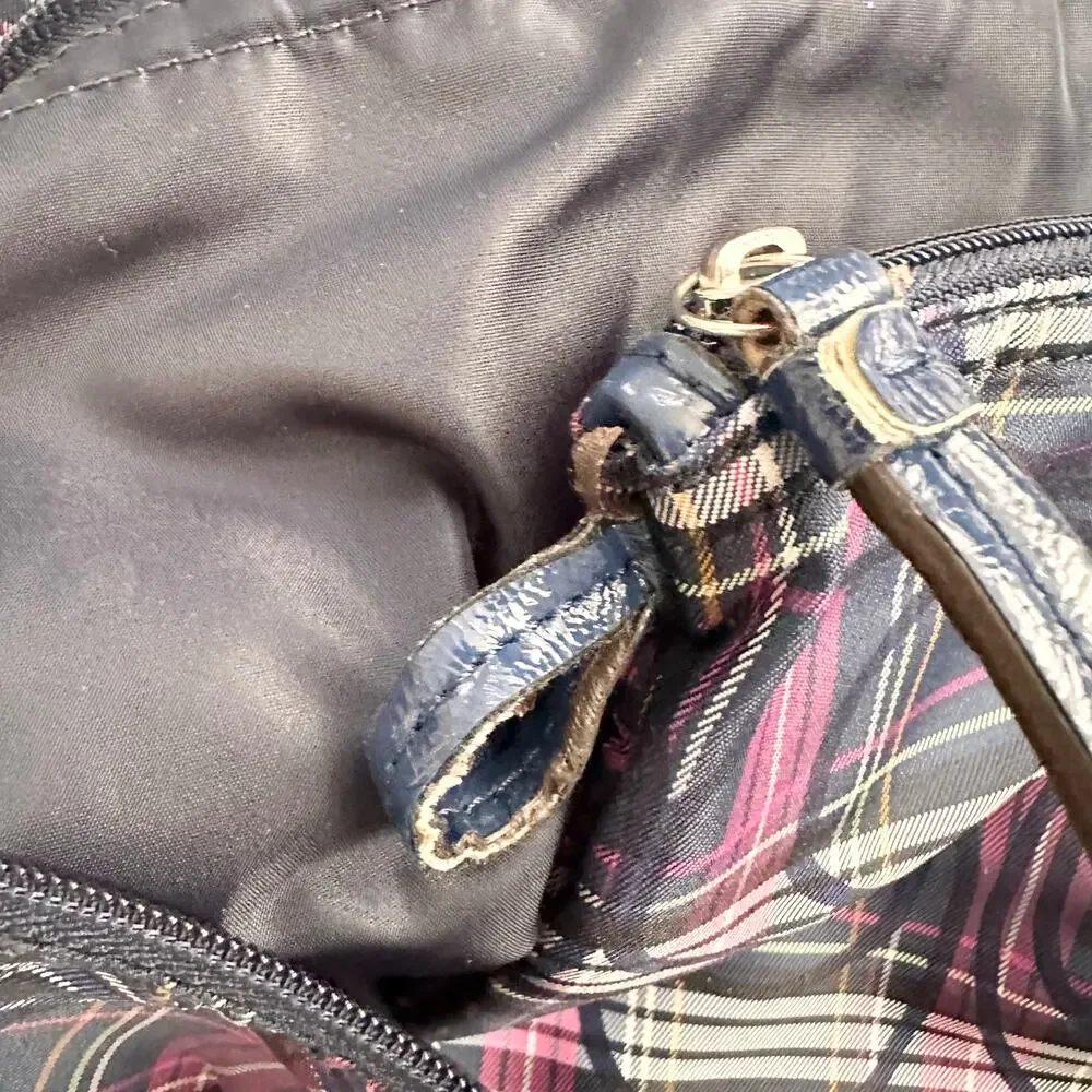 Coach Vintage Limited Edition Purple Tartan Weekender Bag Removable Pouch READ
